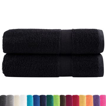 Asciugamani Premium SOLUND 2 pz Neri 50x100 cm 600 g/m²