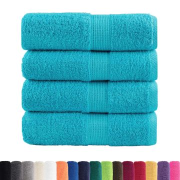 Asciugamani Premium SOLUND 4 pz Turchese 30x30 cm 600 g/m²