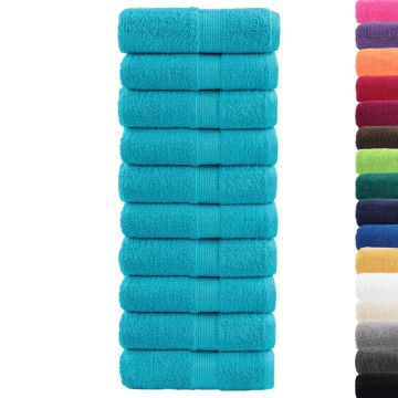 Asciugamani Premium SOLUND 10 pz Turchese 30x30 cm 600 g/m²