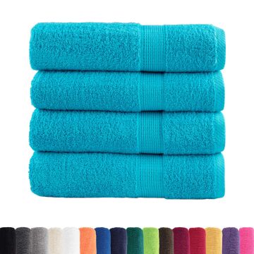 Asciugamani da bagno Premium SOLUND 4 pz Turchese 100x150 cm 600 g/m²