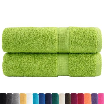 Asciugamani da bagno Premium SOLUND 2 pz Verde mela 100x150 cm 600 g/m²
