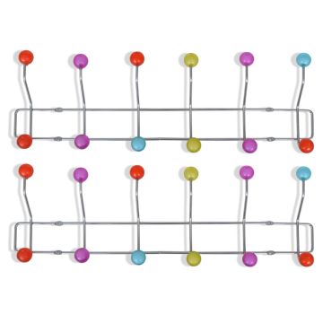 Appendino a Muro Colorato con 12 Ganci 2 pz