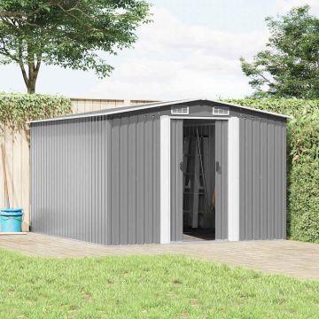 Casetta da Giardino 257x298x178 cm in Metallo Grigio