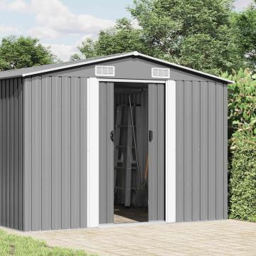 Casetta da Giardino 257x489x181 cm in Metallo Grigio