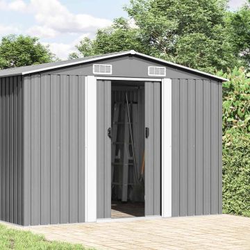 Casetta da Giardino 257x580x181 cm in Metallo Grigio