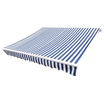 Tessuto di Ricambio per Tenda da Sole Blu e Bianco 450x300 cm Poliestere