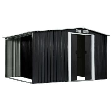 Capanno con Porte Scorrevoli Antracite 329,5x131x178cm Acciaio