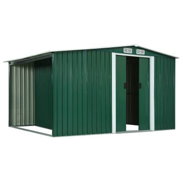 Capanno con Porte Scorrevoli Verde 329,5x131x178 cm in Acciaio