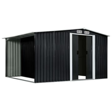 Capanno con Porte Scorrevoli Antracite 329,5x205x178 cm Acciaio
