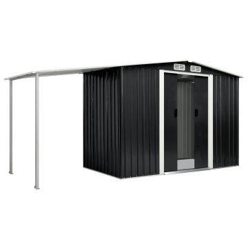 Capanno con Porte Scorrevoli Antracite 386x131x178cm Acciaio