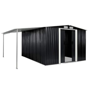 Capanno Giardino Porte Scorrevoli Antracite 386x312x178 cm Acciaio