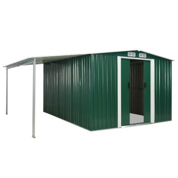 Capanno Giardino Porte Scorrevoli Verde 386x312x178 cm Acciaio