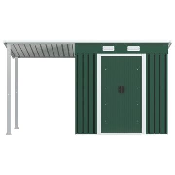 Capanno da Giardino con Tetto Verde 346x121x181 cm in Acciaio