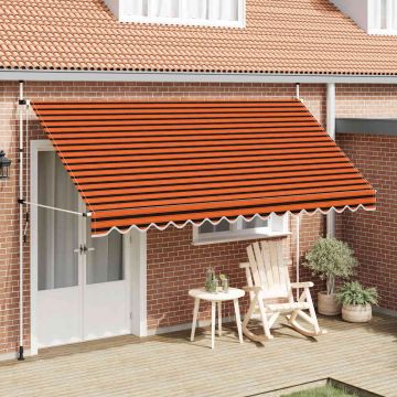Tenda da Sole Retrattile Manuale 400 cm Arancione e Marrone