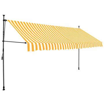 Tenda da Sole Retrattile Manuale LED 350 cm Bianca e Arancione