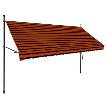 Tenda da Sole Retrattile Manuale LED 300 cm Arancione e Marrone