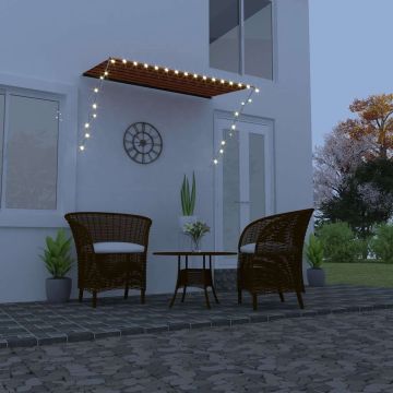 Tenda da Sole Retrattile con LED 250x150 cm Arancione e Marrone