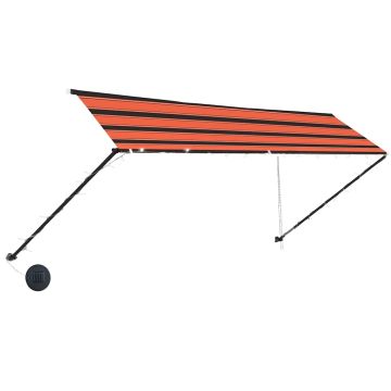Tenda da Sole Retrattile con LED 400x150 cm Arancione e Marrone