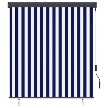 Tenda a Rullo per Esterni 140x250 cm Blu e Bianca