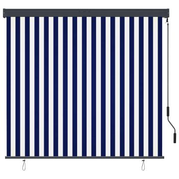 Tenda a Rullo per Esterni 160x250 cm Blu e Bianca