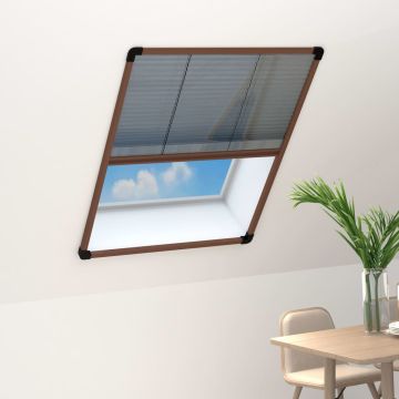 Zanzariera Plissettata Finestre in Alluminio Marrone 80x120 cm