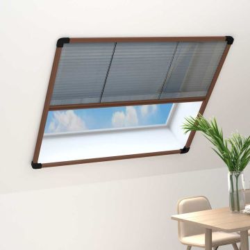 Zanzariera Plissettata Finestre in Alluminio Marrone 130x100 cm