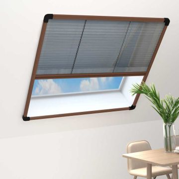 Zanzariera Plissettata Finestre in Alluminio Marrone 120x160 cm
