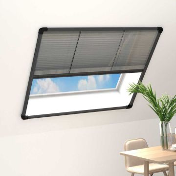 Zanzariera Plissettata Finestre Alluminio Antracite 130x100 cm
