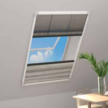 Zanzariera Plissettata Finestra Alluminio 100x160cm con Tendina