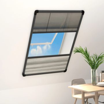 Zanzariera Plissettata Finestra Alluminio 80x160 cm con Tendina