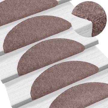 Tappetini per scale autoadesivi 5 pz 56x17x3 cm Marrone Chiaro Semicircolari