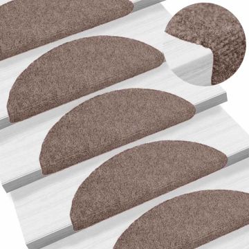 Tappetini per scale autoadesivi 10 pz 56x17x3 cm Marrone Chiaro Semicircolari