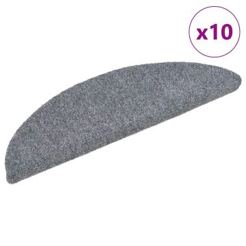Tappetini per scale autoadesivi 10 pz 56x17x3 cm Grigio chiaro semicircolari