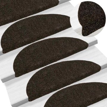 Tappetini per scale autoadesivi 10 pz 56x17x3 cm marrone scuro semicircolari