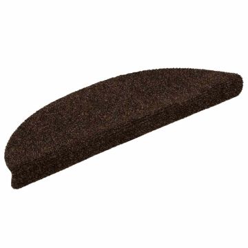 Tappetini per scale autoadesivi 5 pz 56x17x3 cm marrone semicircolari