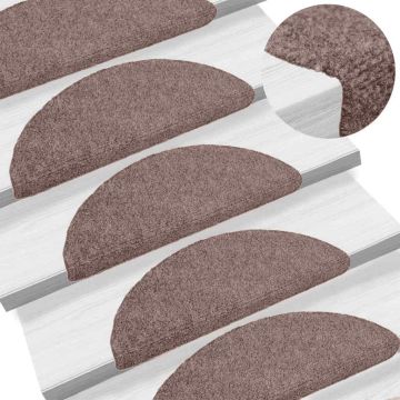 Tappetini per scale autoadesivi 5 pz 65x21x4 cm Marrone Chiaro semicircolari grandi
