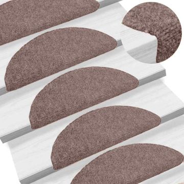 Tappetini per scale autoadesivi 10 pz 65x21x4 cm Marrone Chiaro semicircolari grandi