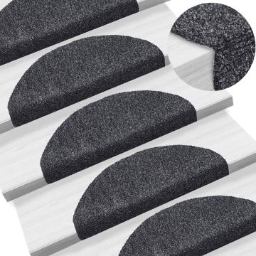 Tappetini per scale autoadesivi 5 pz 65x21x4 cm Grigio scuro Semicircolari Grandi