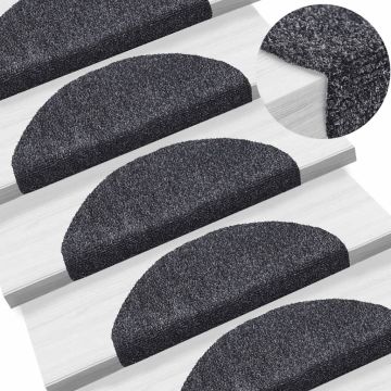 Tappetini per scale autoadesivi 10 pz 65x21x4 cm Grigio scuro Semicircolari Grandi