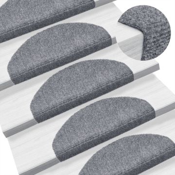Tappetini per scale autoadesivi 10 pz 65x21x4 cm Grigio chiaro Semicircolari Grandi