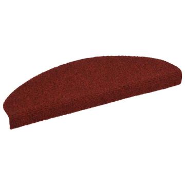 Tappetini per scale autoadesivi 10 pz 65x21x4 cm Bordeaux Rosso Semicircolari Grandi