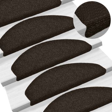 Tappetini per scale autoadesivi 5 pz 65x21x4 cm marrone scuro semicircolari grandi