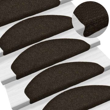 Tappetini per scale autoadesivi 10 pz 65x21x4 cm marrone scuro semicircolari grandi