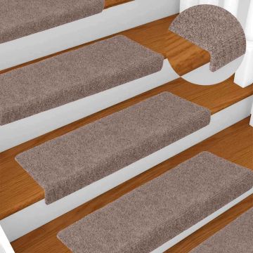 Tappetini per scale autoadesivi 10 pz 65x21x4 cm Marrone Chiaro Bordo rettangolare