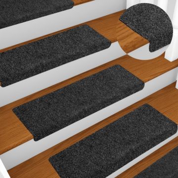 Tappetini per scale autoadesivi 5 pz 65x21x4 cm Grigio Scuro bordo rettangolare