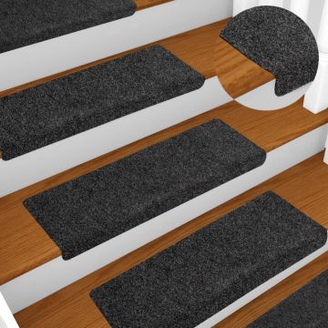 Tappetini per scale autoadesivi 10 pz 65x21x4 cm Grigio Scuro bordo rettangolare