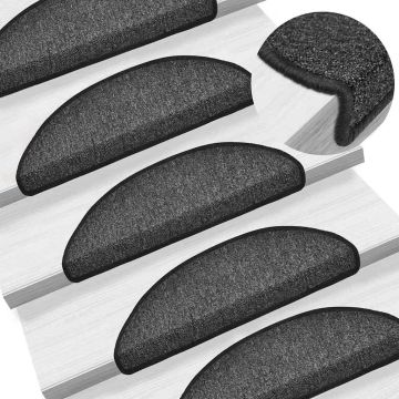 Tappetini per scale 10 pz 56 x 17 x 3 cm Non-Slip Antracite