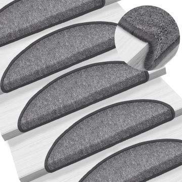 Tappetini per scale 10 pz 56 x 17 x 3 cm Non-Slip Grigio Scuro