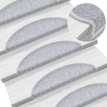 Tappetini per scale 10 pz 56x17x3 cm Grigio chiaro Semicircolari