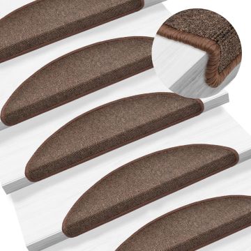 Tappetini per scale 10 pz 56 x 17 x 3 cm Non-Slip Marrone caffè